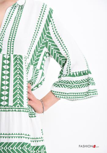 Vestido Estampado Geométrico con volantes con cuello en v - ph 4