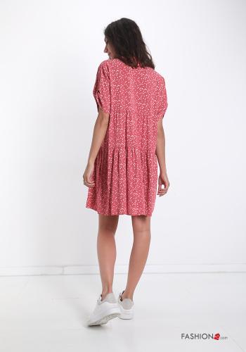 Robe encolure en V Floral à volants avec des boutons - ph 2