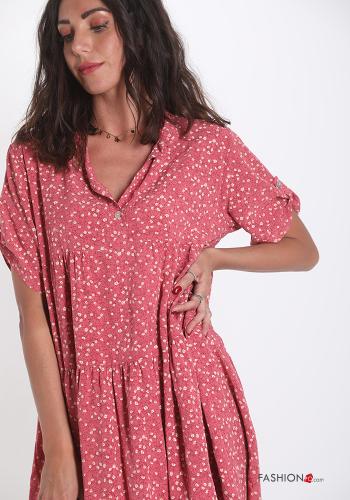 Robe encolure en V Floral à volants avec des boutons - ph 4
