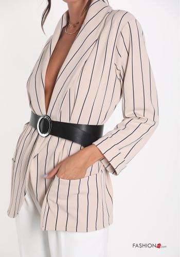 Streifenmuster Jacke mit Taschen - ph 4