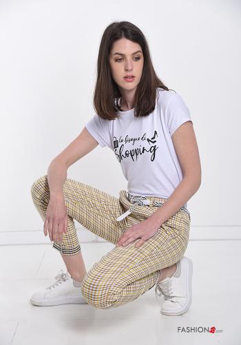 Pantalones de Algodón Estampado Vichy con cinturón con bolsillos - ph 5