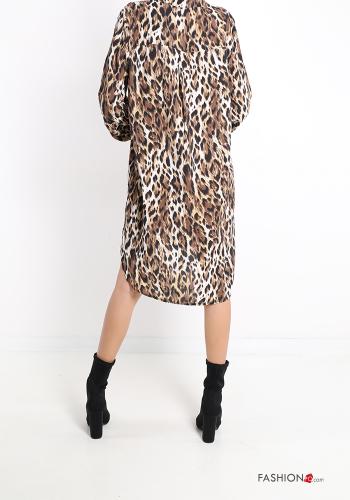 Tiermuster V-Ausschnitt Bluse - ph 2