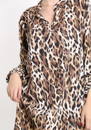 Tiermuster V-Ausschnitt Bluse - ph 4