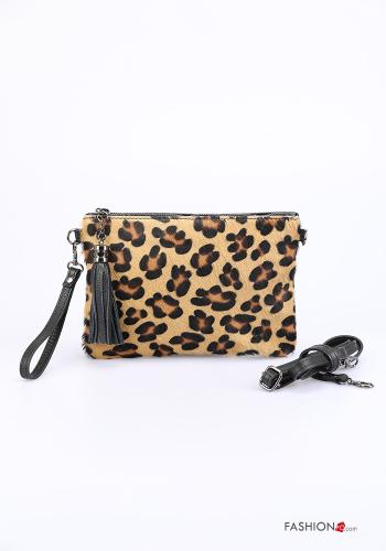 Pochette in Vera pelle Fantasia animalier con zip con tracolla - ph 1