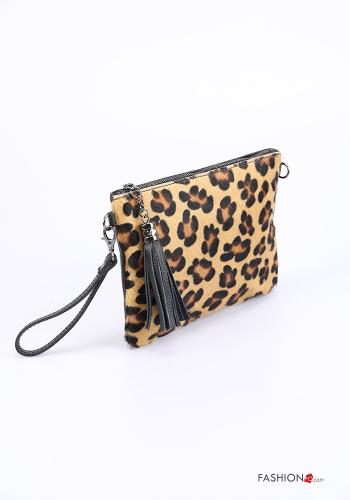 Pochette in Vera pelle Fantasia animalier con zip con tracolla - ph 2