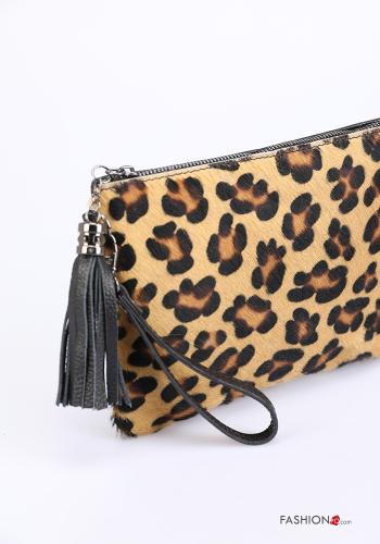 Pochette in Vera pelle Fantasia animalier con zip con tracolla - ph 4