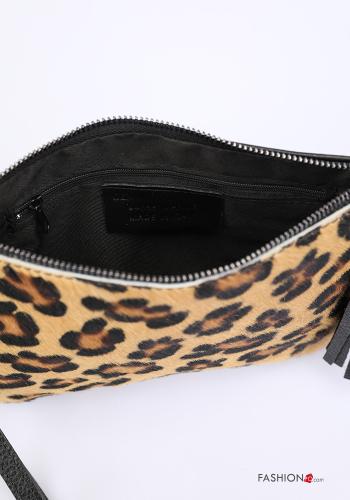 Pochette in Vera pelle Fantasia animalier con zip con tracolla - ph 5