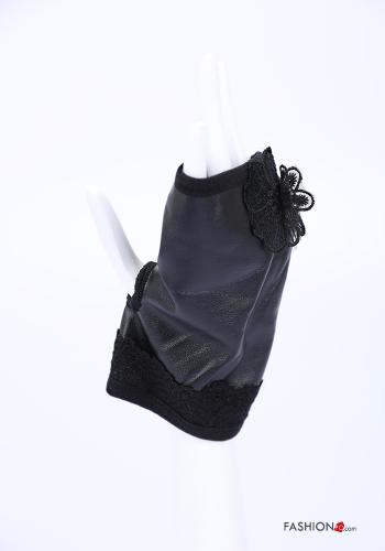 Manchons faux cuir détail dentelle - ph 3