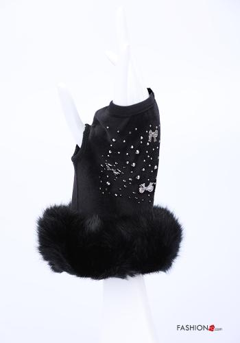 Manicotti in Cotone con strass con pelliccia - ph 3