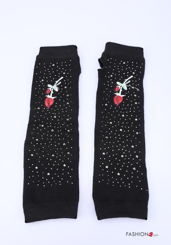 Manchons en Coton Motif brodé avec strass - ph 1