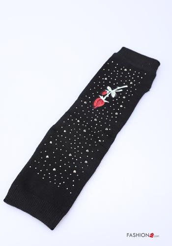 Manchons en Coton Motif brodé avec strass - ph 2