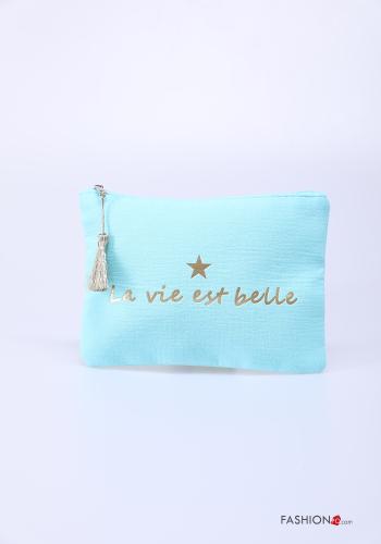Purse in Cotton  with zip with lettering print - ph 1