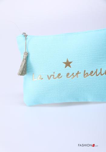 Purse in Cotton  with zip with lettering print - ph 4