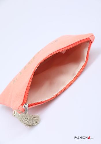 Bolso de mano de Algodón Patrones de escritura con cremallera con flecos - ph 5