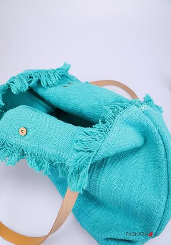 Borsa in Cotone  con frange mare Fantasia scritta - ph 5