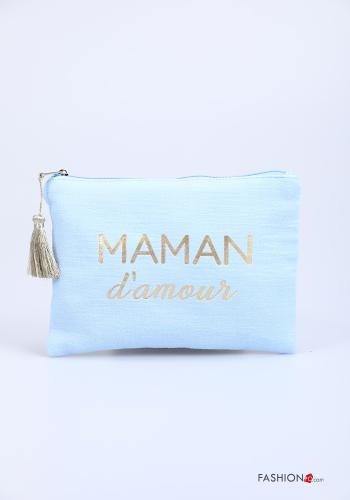 Pochette en Coton Imprimé écrit avec fermeture éclair - ph 1