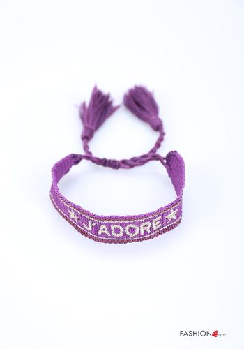 Pulseira em Algodão Padrão escrito com franja - ph 1