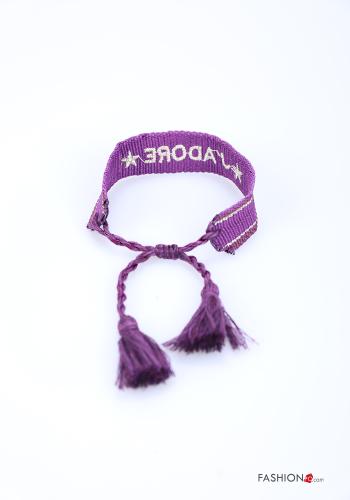 Pulseira em Algodão Padrão escrito com franja - ph 2