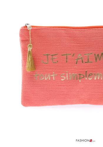 Pochette en Coton Imprimé écrit avec fermeture éclair à franges - ph 4