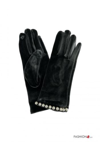 Velvet Gloves with pearls