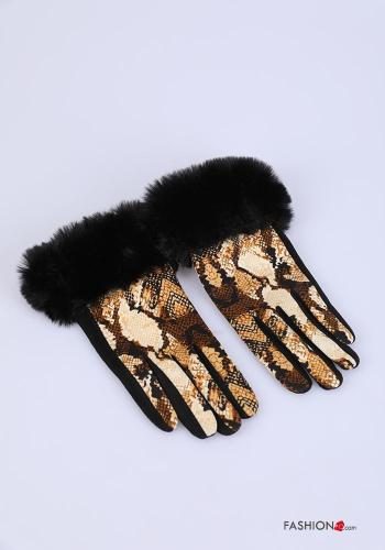 Python Muster Kunstfell Handschuhe