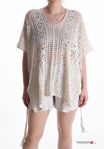 Copricostume in Cotone scollo a V maniche a tre quarti - ph 1