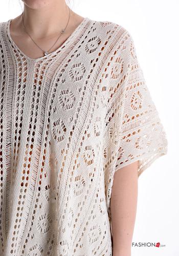 Copricostume in Cotone scollo a V maniche a tre quarti - ph 4