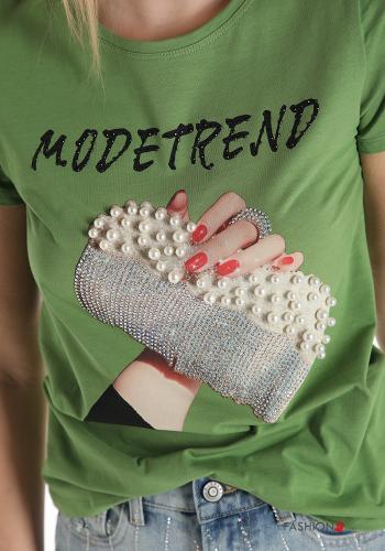 T-shirt en Coton  avec des perles avec strass - ph 4