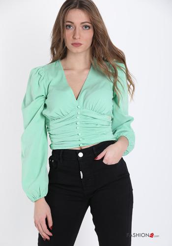 Top in Cotton  with buttons Sexy Woman v-neck - ph 1
