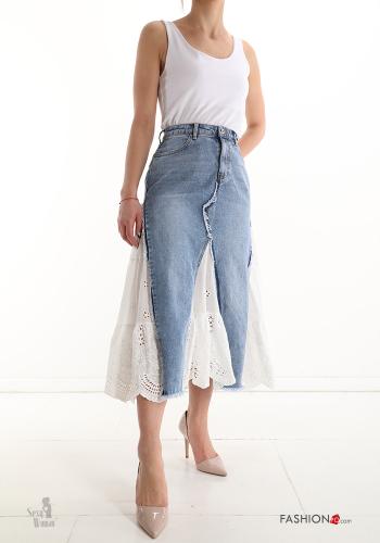 Falda de Algodón encaje tela vaquera 