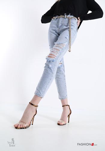 Jeans in Cotton  with belt Sexy Woman with pockets - ph 1