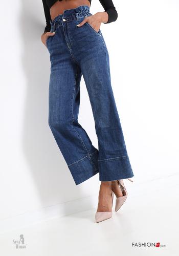 Jeans in Cotone a zampa con tasche 