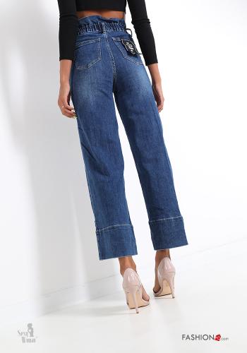Jeans in Cotone a zampa con tasche 