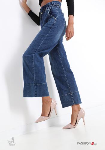 Jeans in Cotone a zampa con tasche 