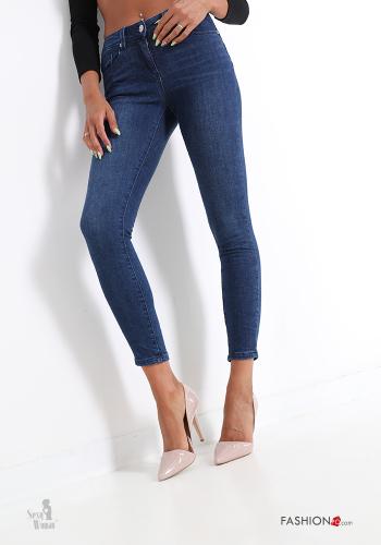 Jeans in Cotone con tasche con bottoni 