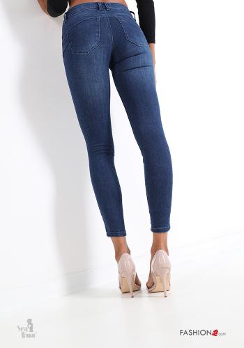 Jeans in Cotone con tasche con bottoni 