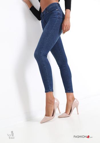 Jeans in Cotone con tasche con bottoni 