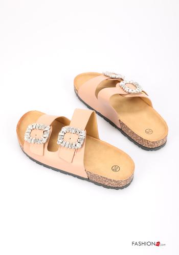 Slide Sandals  with rhinestones Multicoloured print - ph 4