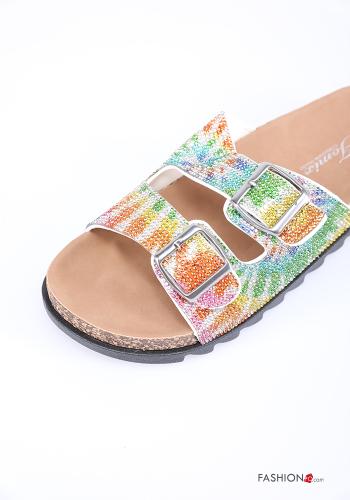Slide Sandals  with rhinestones Multicoloured print - ph 3