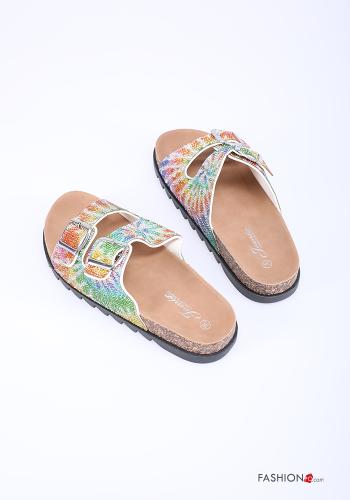 Slide Sandals  with rhinestones Multicoloured print - ph 4