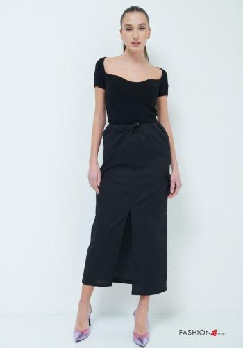 Gonna in Cotone Longuette con coulisse con spacco