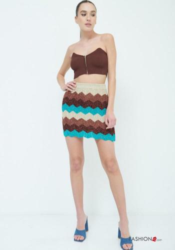 Minigonna lurex Fantasia chevron con elastico