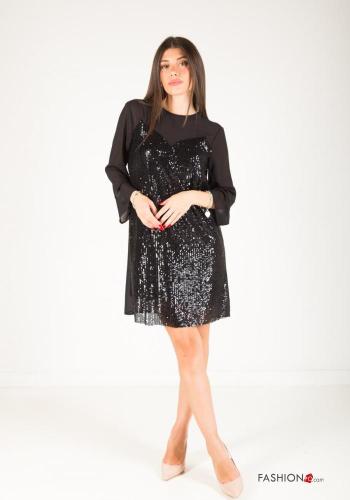 Robe chiffon courte à paillettes - ph 1