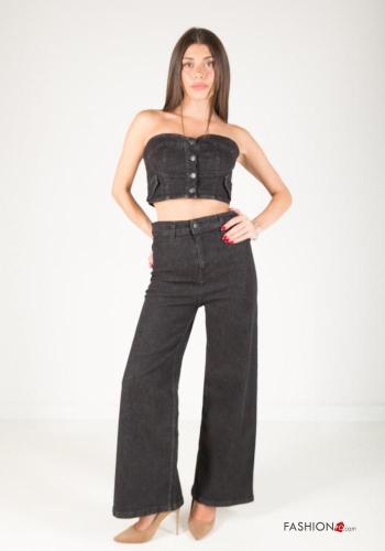 Top in Cotone denim con bottoni