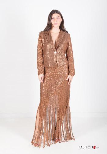 Gonna Longuette con paillettes con frange - ph 1