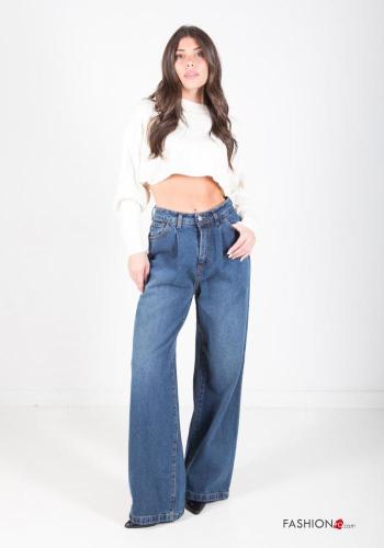 wide leg Cotton Jeans with pockets - ph 1