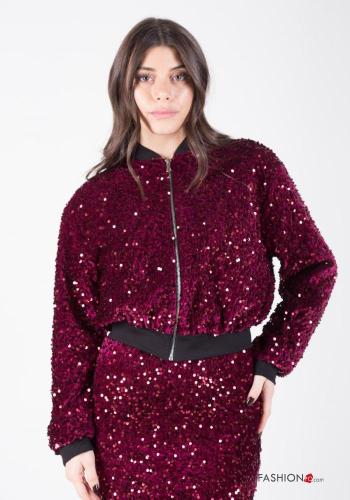 Bomber Jacket with sequins with lining with zip