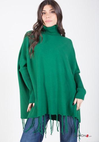 Pull oversize à col roulé à franges - ph 1