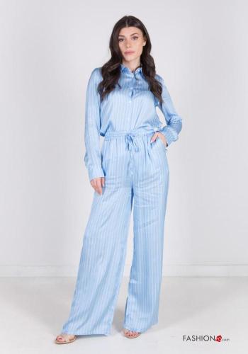Striped wide leg Trousers with drawstring with elastic with pockets - ph 1