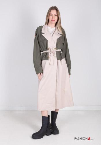 doppelreihig Trenchcoat aus Baumwolle mit Taschen mit stoffgürtel - ph 1